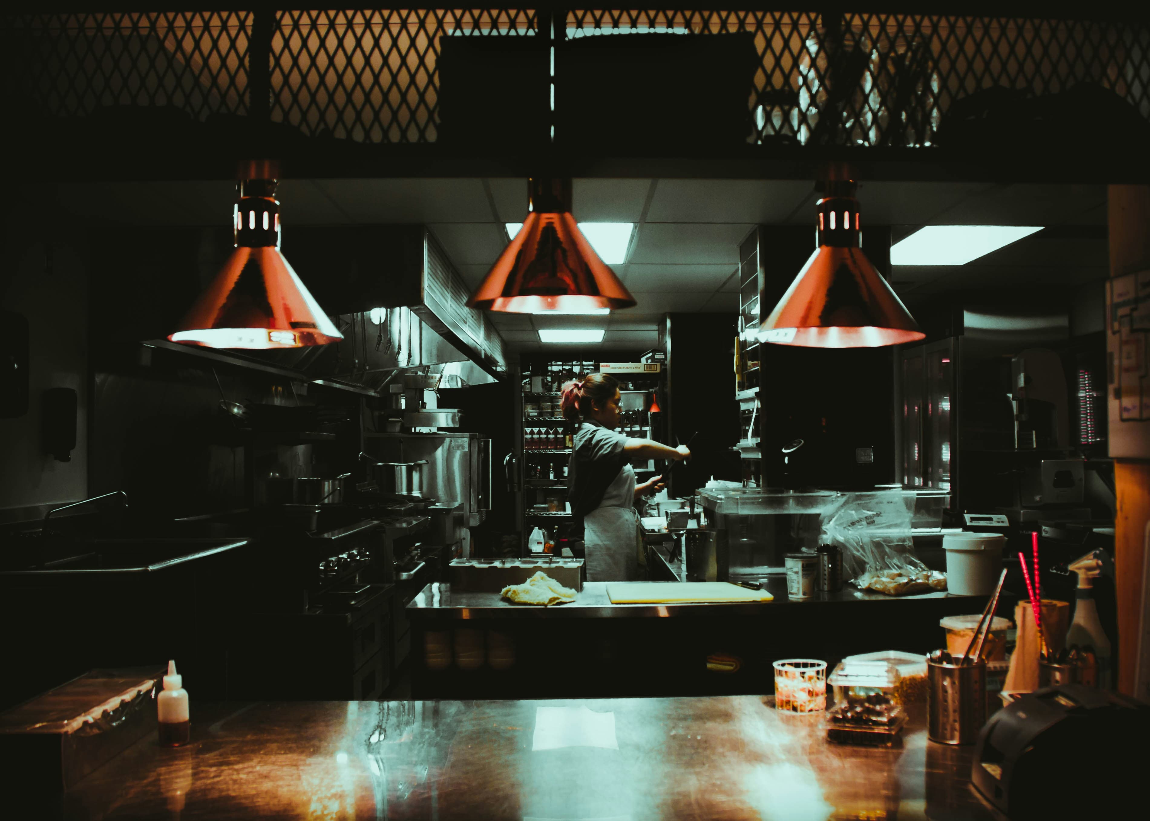 Photography of a restaurant kitchen pass in service